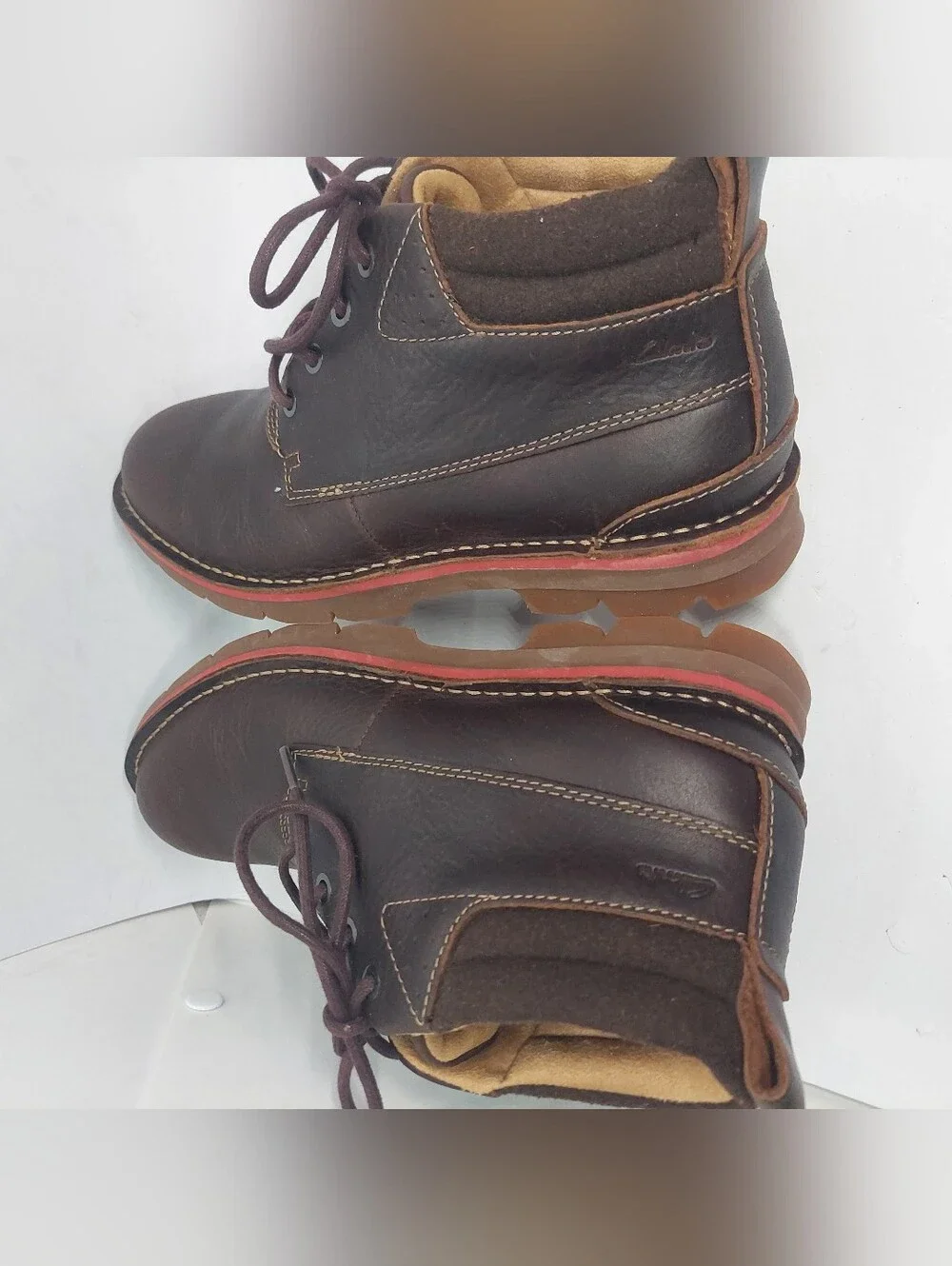 Clarks Varick Hill Boots Mens Size 8.5M Dark Brown Tumbled Leather Casual Shoes